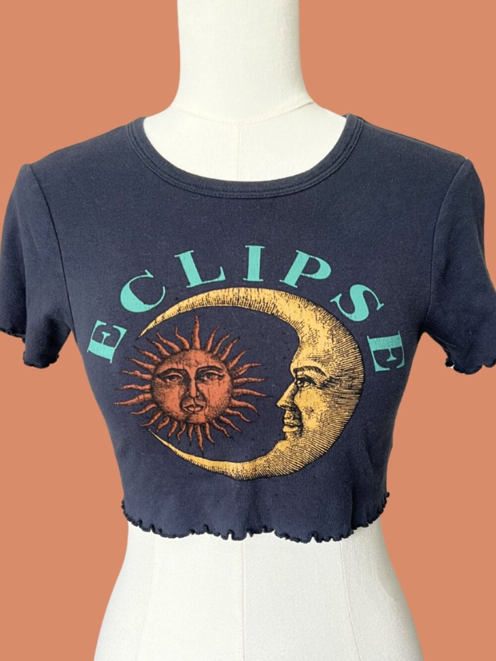 Navy Eclipse Graphic Cropped Tee